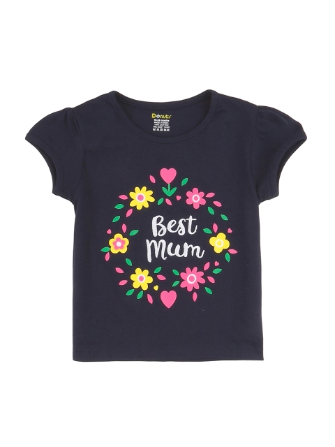 

Donuts Girls Navy Blue Printed Round Neck T-shirt