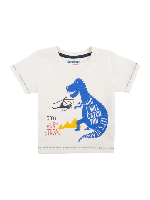 

Donuts Boys White Printed Round Neck T-shirt