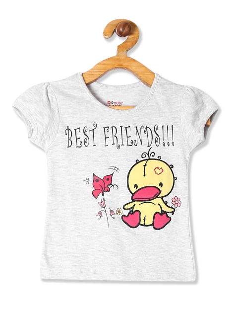 

Donuts Girls Grey Printed Round Neck T-shirt