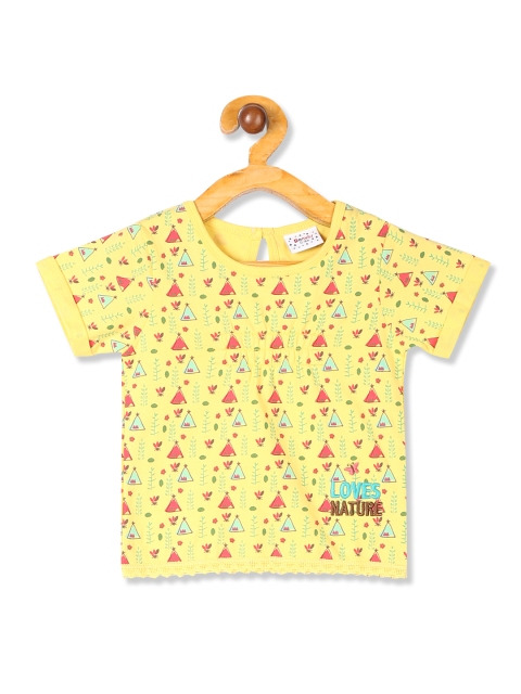 

Donuts Girls Yellow & Red Printed Round Neck T-shirt