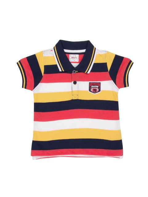 

Donuts Boys Mustard Yellow & White Striped Polo Collar T-shirt