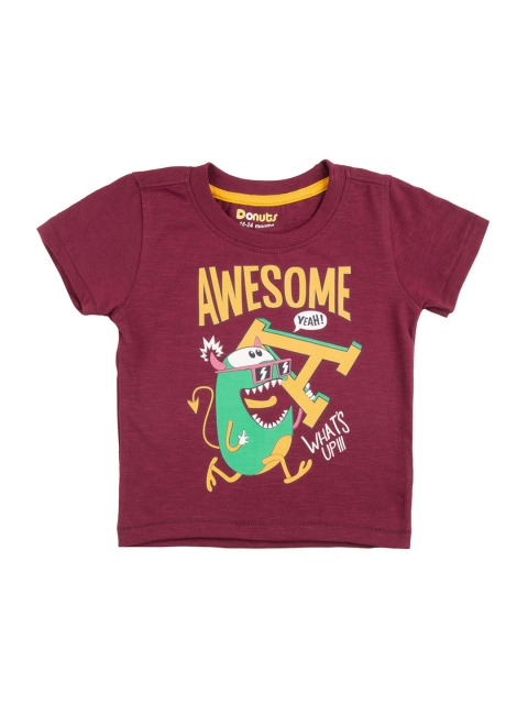 

Donuts Boys Maroon & Green Printed Round Neck T-shirt