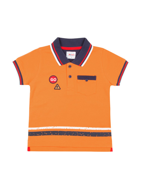

Donuts Boys Orange Solid Polo Collar T-shirt