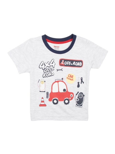 

Donuts Boys Grey Melange & Red Printed Round Neck T-shirt