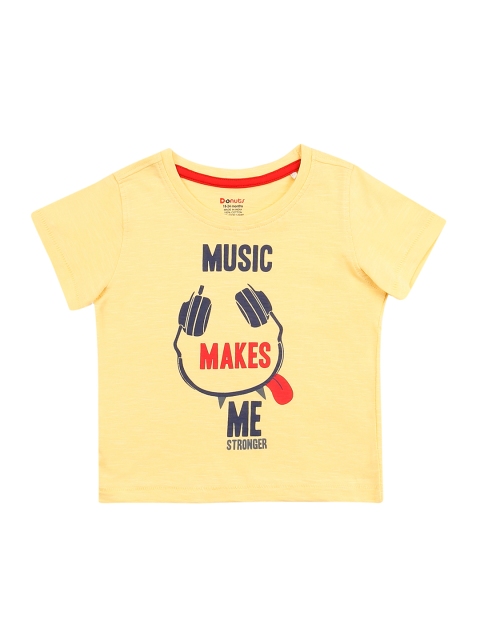 

Donuts Boys Yellow & Navy Blue Printed Round Neck T-shirt