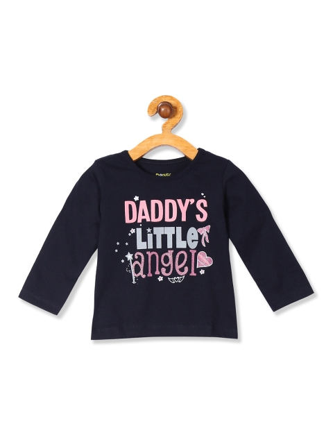 

Donuts Girls Navy Blue & Pink Printed Round Neck T-shirt