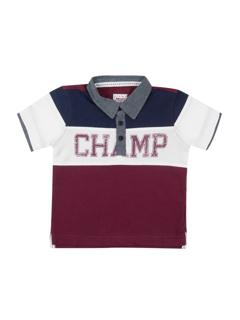 

Donuts Boys Burgundy & White Colourblocked Polo Collar T-shirt