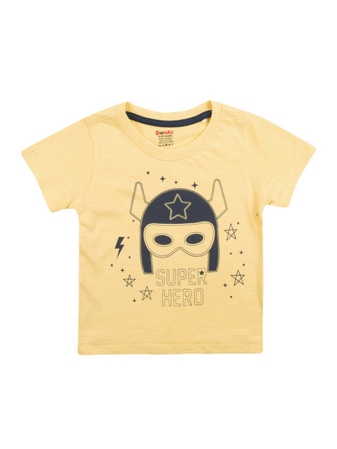 

Donuts Boys Yellow & Charcoal Grey Captain America Print Round Neck T-shirt