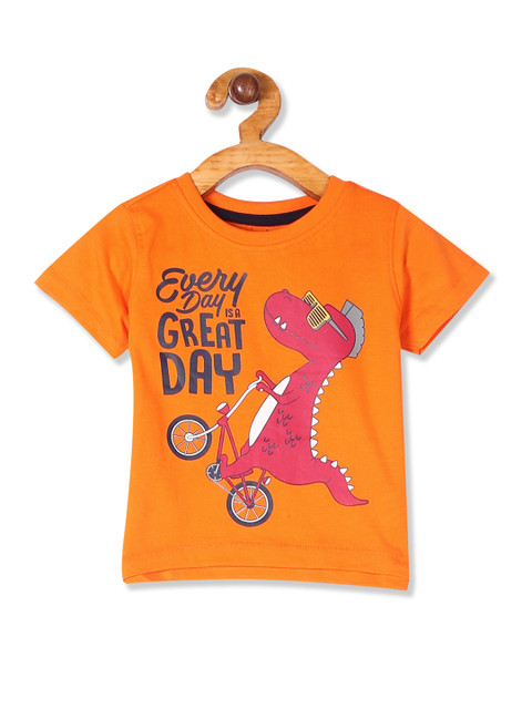 

Donuts Boys Orange Printed T-Shirt