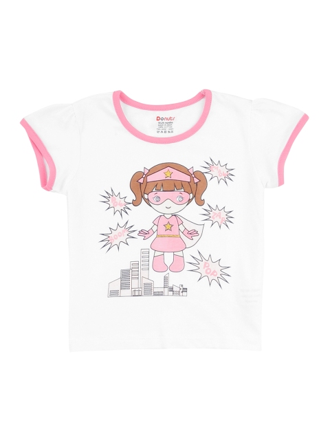 

Donuts Girls White Printed T-Shirt