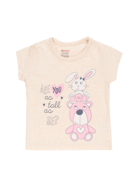 

Donuts Girls Beige Printed Round Neck T-Shirt