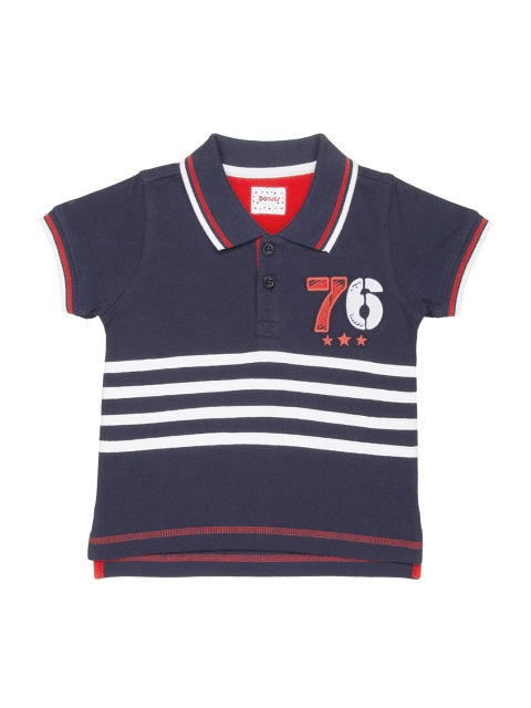 

Donuts Boys Blue Striped Polo Collar T-shirt