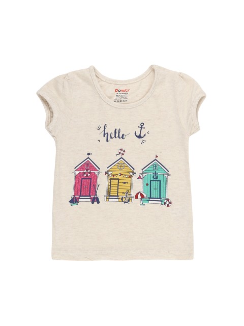 

Donuts Girls Beige Printed Round Neck T-Shirt