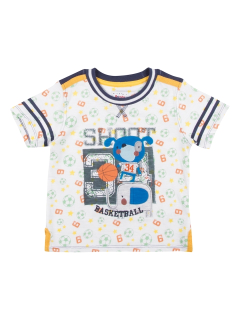 

Donuts Boys White Printed Round Neck T-shirt