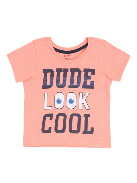 

Donuts Boys Peach-Coloured & Black Printed Round Neck T-shirt