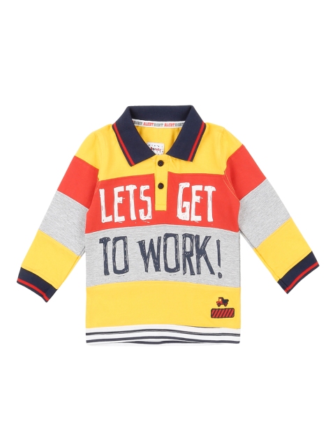 

Donuts Boys Yellow & Grey Colourblocked Polo Collar T-shirt