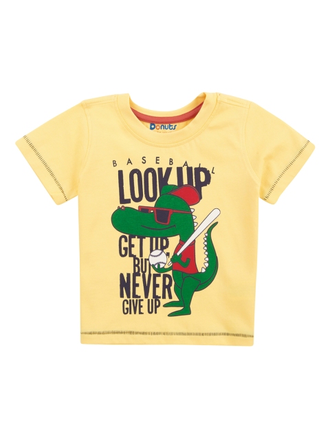 

Donuts Boys Yellow Printed Round Neck T-shirt