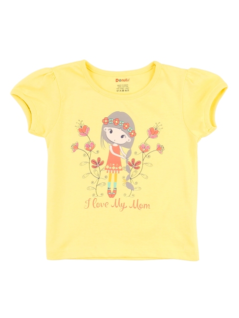

Donuts Girls Yellow Printed Round Neck T-shirt