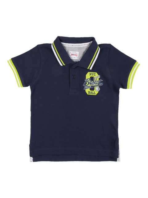 

Donuts Boys Navy Blue Solid Polo Collar T-shirt