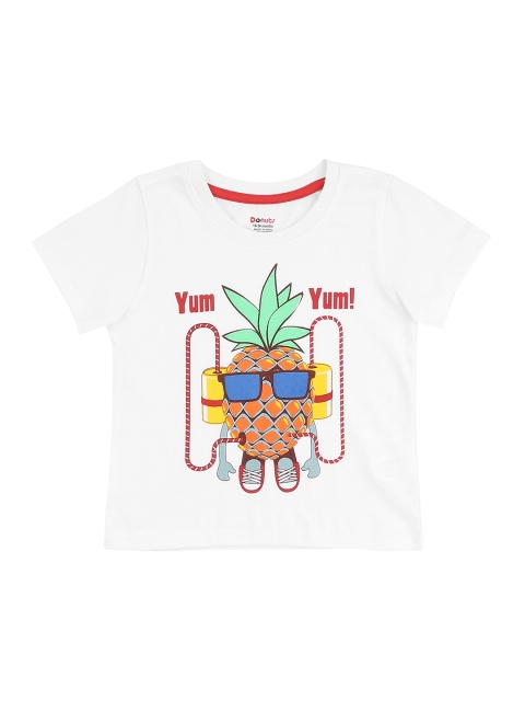 

Donuts Boys White & Red Printed Round Neck T-shirt
