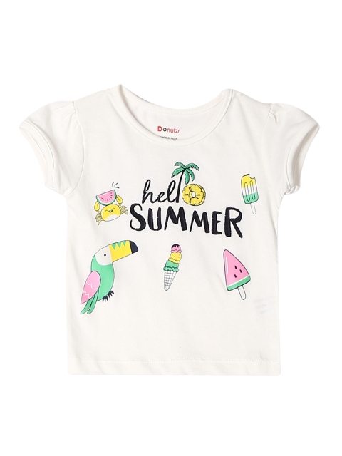 

Donuts Girls White Printed Round Neck T-shirt