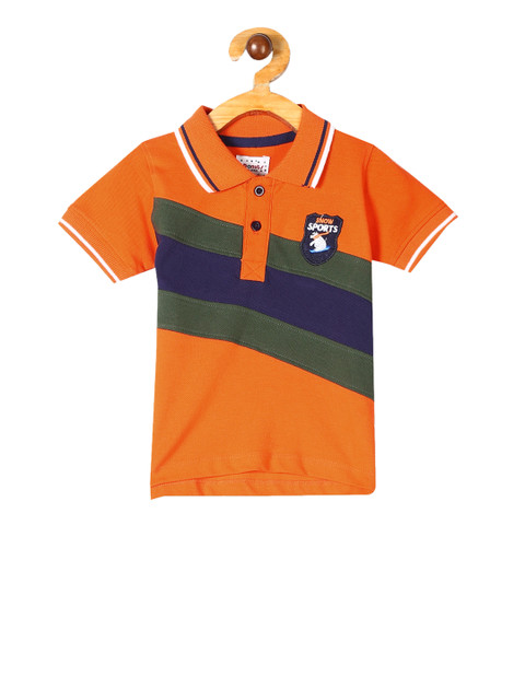 

Donuts Boys Orange & Blue Colourblocked Polo Collar T-shirt