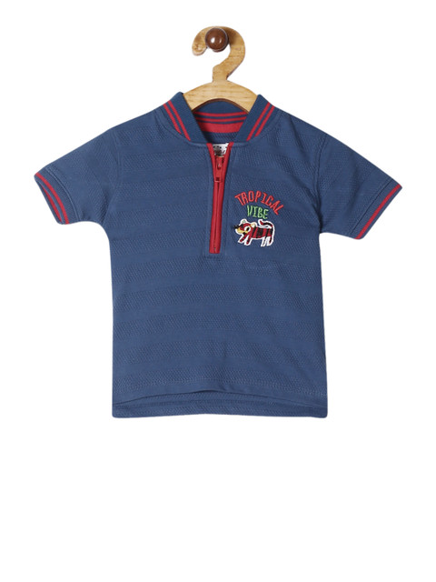 

Donuts Boys Blue Self Design Henley Neck T-shirt