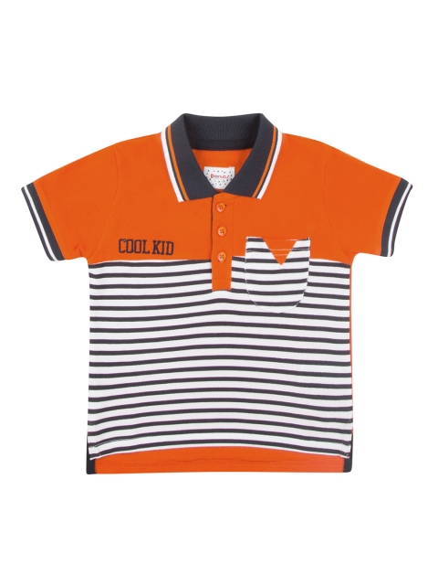 

Donuts Boys Orange Striped Polo Collar T-shirt