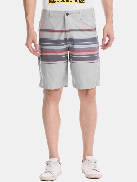 

Aeropostale Men Grey Striped Regular Fit Regular Shorts