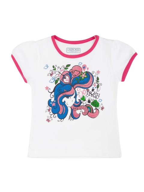 

Cherokee Girls White Printed Round Neck T-shirt