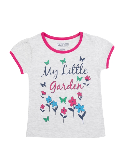 

Cherokee Girls Grey Printed Round Neck T-shirt