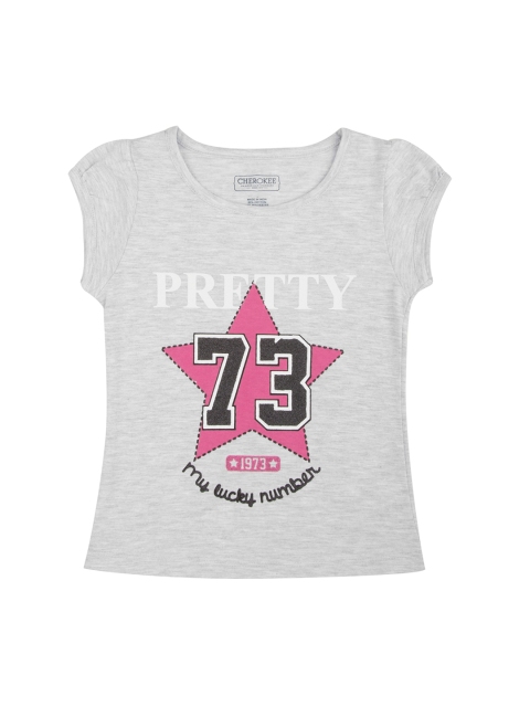 

Cherokee Girls Grey Printed Round Neck T-shirt