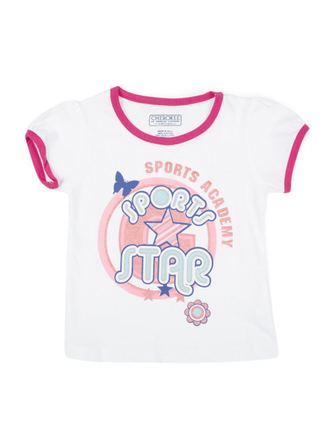 

Cherokee Girls White Printed Round Neck T-shirt