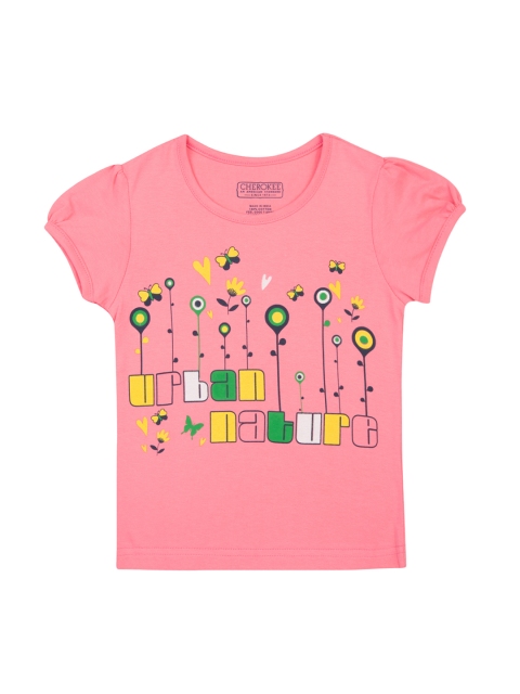

Cherokee Girls Pink Printed Round Neck T-shirt