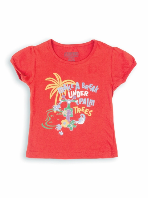 

Cherokee Girls Red & Yellow Printed Round Neck T-shirt