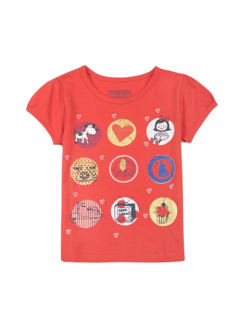 

Cherokee Girls Red & Yellow Printed Round Neck T-shirt
