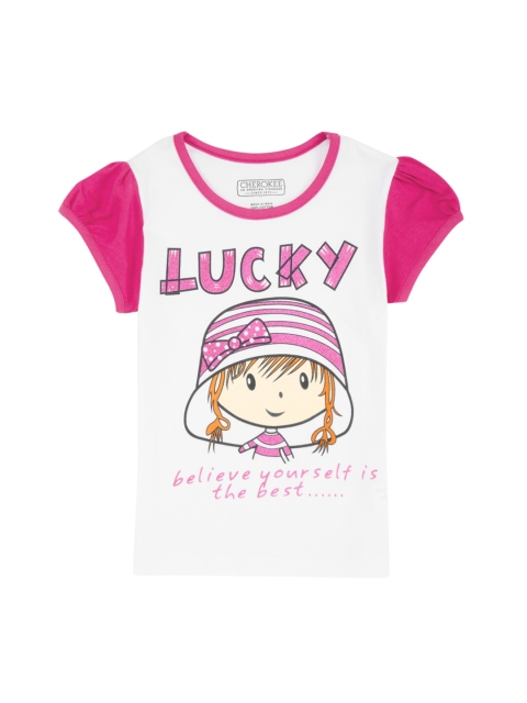 

Cherokee Girls White Printed Round Neck T-shirt
