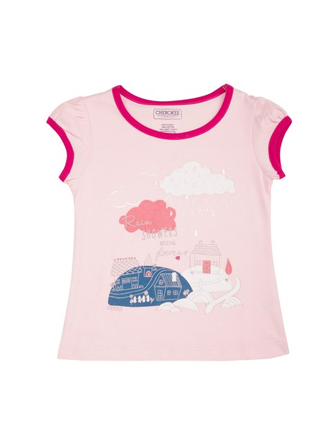 

Cherokee Girls Pink Printed Round Neck T-shirt