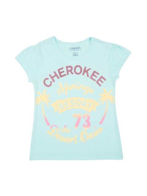 

Cherokee Girls Blue Printed Round Neck T-shirt