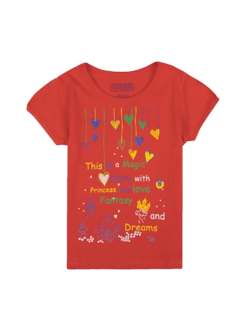 

Cherokee Girls Red Printed Round Neck T-shirt