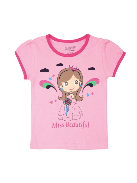 

Cherokee Girls Pink Printed Round Neck T-shirt