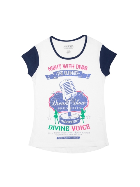 

Cherokee Girls White Printed Round Neck T-shirt