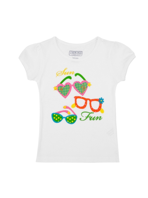 

Cherokee Girls White Printed Round Neck T-shirt