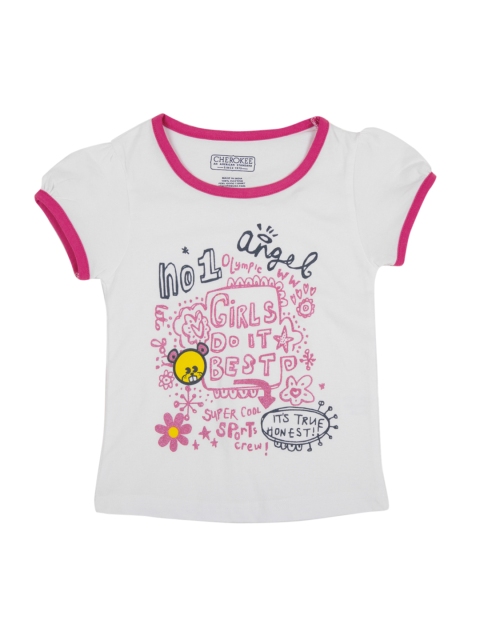 

Cherokee Girls White Printed Round Neck T-shirt