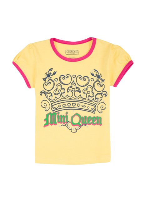 

Cherokee Girls Yellow Printed Round Neck T-shirt