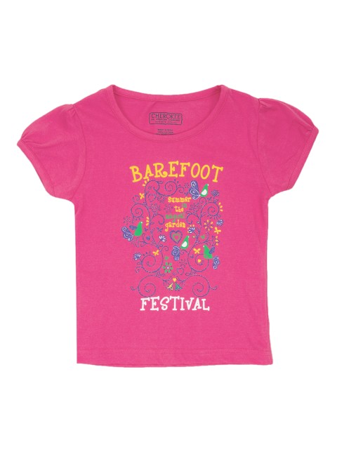 

Cherokee Girls Pink Printed Round Neck T-shirt