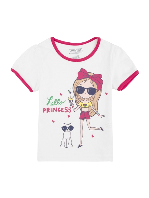

Cherokee Girls White Printed Round Neck T-shirt