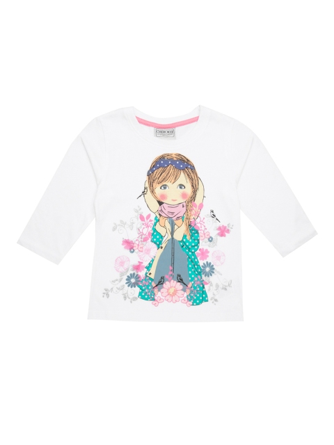 

Cherokee Girls White Printed Round Neck T-shirt