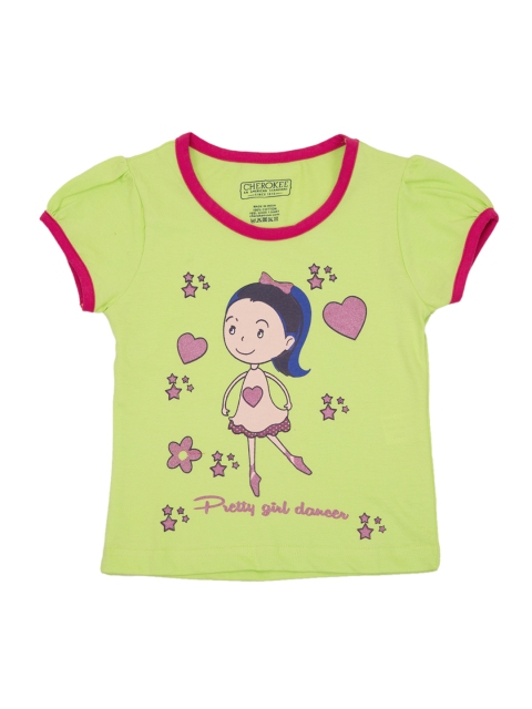 

Cherokee Girls Lime Green Printed Round Neck T-shirt