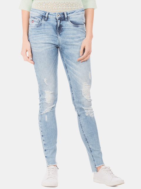 

U.S. Polo Assn. Women Blue Skinny Fit Mid-Rise Highly Distressed Stretchable Jeans